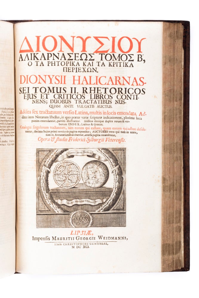 Item #4505197 Scripta, quae extant, omnia, et historica et rhetorica. Opera & studio Friderici Sylburgii Veterensis. of Halicarnassus DIONYSIUS.