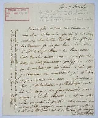 Item #5000278 Autograph letter signed to his brother Henri de Freycinet. Louis Claude de Saulces...