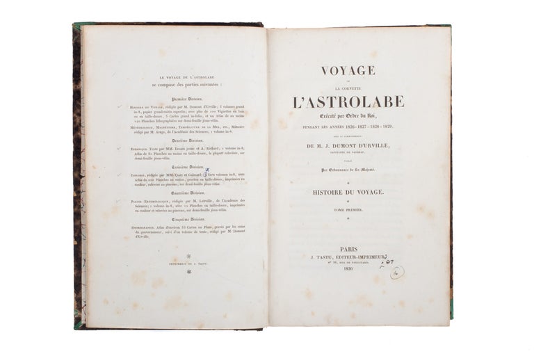 Item #5000567 Voyage de découvertes de la corvette l'Astrolabe exécuté par Ordre du Roi pendant les années 1826-1829… Histoire du Voyage. Jules Sebastien Cesar DUMONT D'URVILLE.