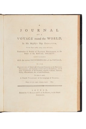 Item #5000651 A Journal of a Voyage round the World in His Majesty's Ship Endeavour, in the years...