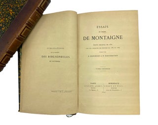 Item #5000747 Essais de Michel de Montaigne: texte original de 1580, avec les variants des...