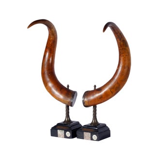 Item #5000776 'The Kelly Gang': a matching pair of engraved bullocks' horns. NED KELLY