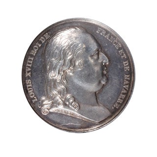 Item #5000793 Medal for the voyage of the Uranie. Obverse: profile portrait of Louis XVIII....