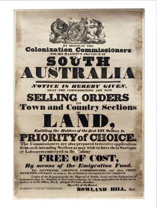 Item #5000921 [Broadside:] By Order of the Colonization Commissioners For His Majesty's Province...