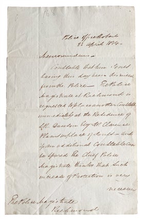 Item #5000932 Memorandum to the Police Magistrate at Richmond, Tasmania, asking for additional...