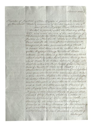 Item #5000933 Official Charter of Justice of New South Wales, addressed to the Right Honble the...