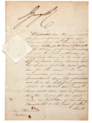 Item #5000939 Formal document transmuting the death sentence on John Plummer to transportation to...