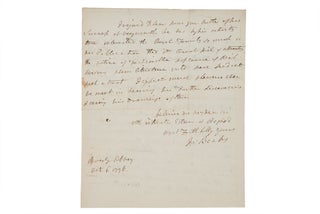 Autograph letter signed, to an unnamed correspondent, actually the Rev. Daniel Lysons.