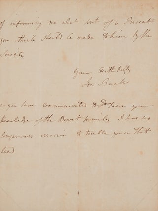 Autograph letter signed on the production of the Royal Society Medal in honour of Captain Cook.