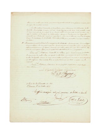 "A Messieurs les Officiers composant l'Etat-major de la Corvette du Roi l'Uranie". Official instructions given to the senior officers of the Uranie.