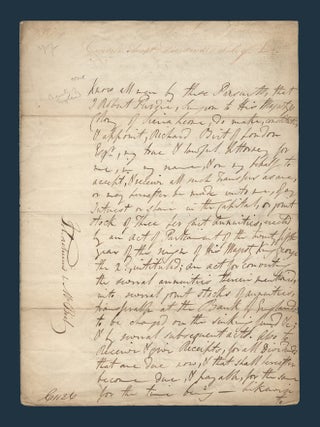 Item #6000046 Manuscript power-of-attorney written and signed by Purdie, former surgeon's mate on...