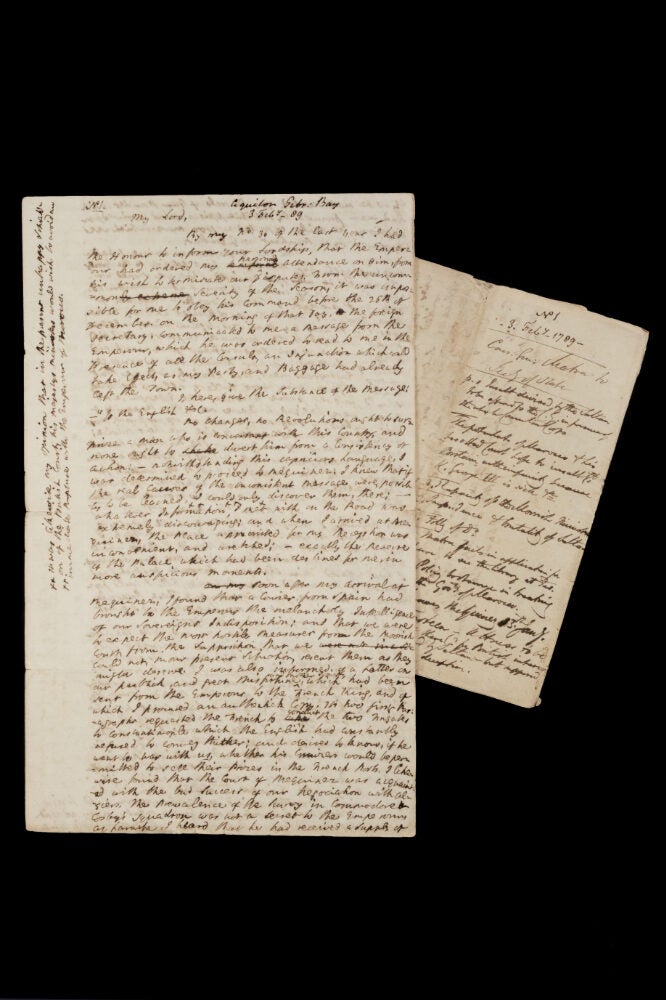 The autograph manuscript draft of his diplomatic despatch to London as ...
