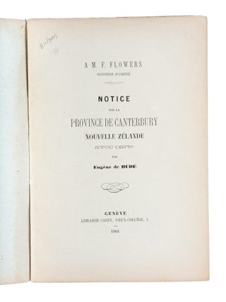 Notice sur la Province de Canterbury Nouvelle Zélande…