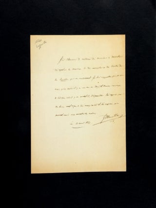 Item #6000070 Autograph letter signed: "Note pour Monsieur Beautemps-Beaupré" Jules...