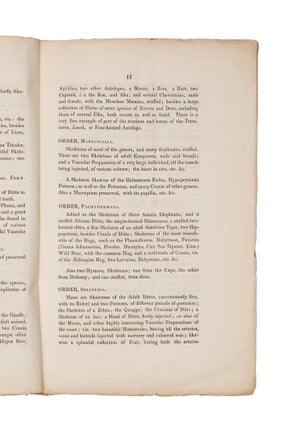 A Prodromus of a Synopsis Animalium, comprising a Catalogue Raisonné of the Zootomical Collection of Joshua Brookes Esq. F.R.S. etc. Part the First; and of the Anatomical Preparations, Part of the Second: Which will be Sold By Auction, about the Middle of May, unless Previously Purchased by Private Contract, including the Large and Interesting Department of Natural History, &c. &c..…