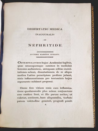 Dissertatio medica inauguralis de nephritide&hellip; pro gradu Doctoris&hellip; eruditorum examini subjicit Marston Buszard&hellip; [Inaugural medical dissertation on nephritis&hellip; for the degree of Doctor of Medicine&hellip; submitted to the examination of the learned by Marston Buszard&hellip;].